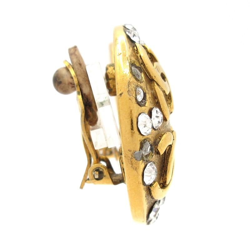 Chanel Earrings - Gold And Clear Coco Mark