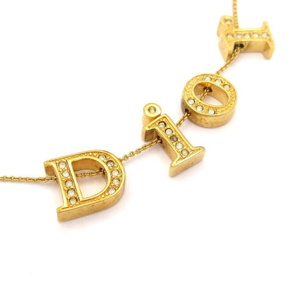 Dior/christian Dior Necklace - Gold And Clear Dior Motif/logo