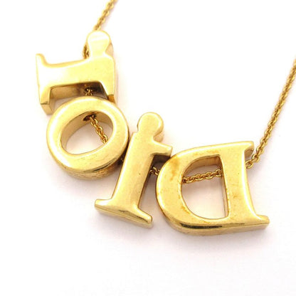 Dior/christian Dior Necklace - Gold And Clear Dior Motif/logo