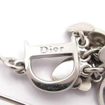 Dior/christian Dior Earrings Silver And Pink Rhinestones / Logo / Heart