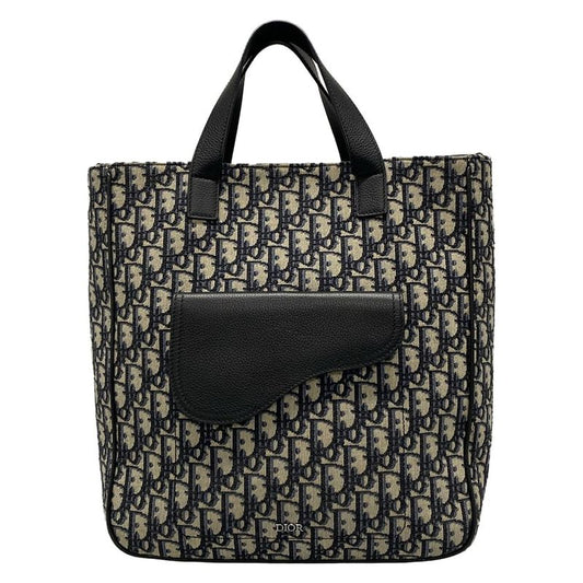Dior/christian Dior Tote Bag Saddle Tote 1adsh175yks Navy And Black Oblique