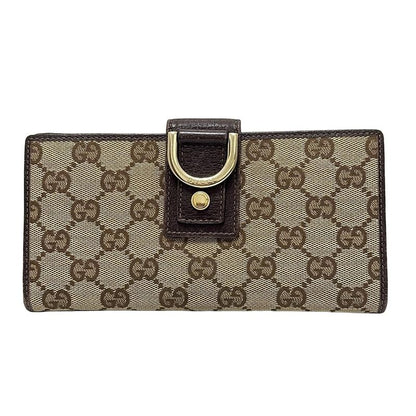 Gucci Long Wallet Abby GG Pattern 141412 Beige And Dark Brown Leather