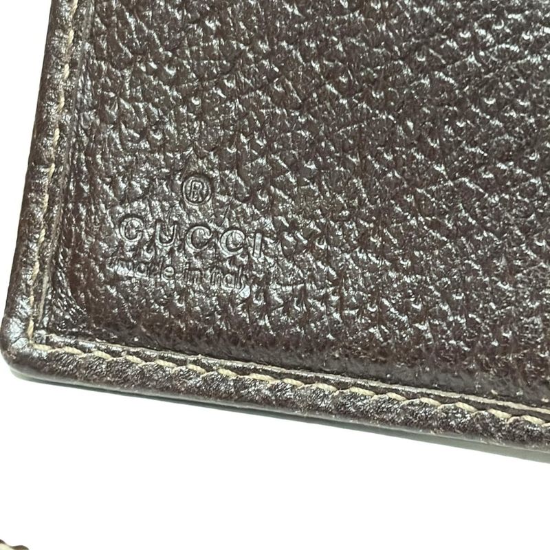 Gucci Long Wallet Abby GG Pattern 141412 Beige And Dark Brown Leather