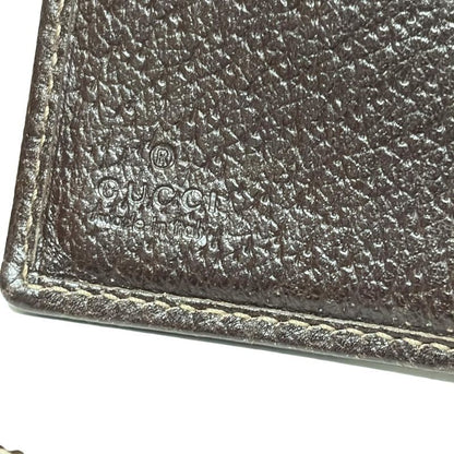 Gucci Long Wallet Abby GG Pattern 141412 Beige And Dark Brown Leather