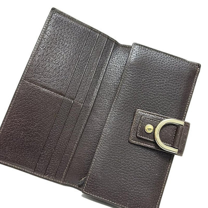 Gucci Long Wallet Abby GG Pattern 141412 Beige And Dark Brown Leather
