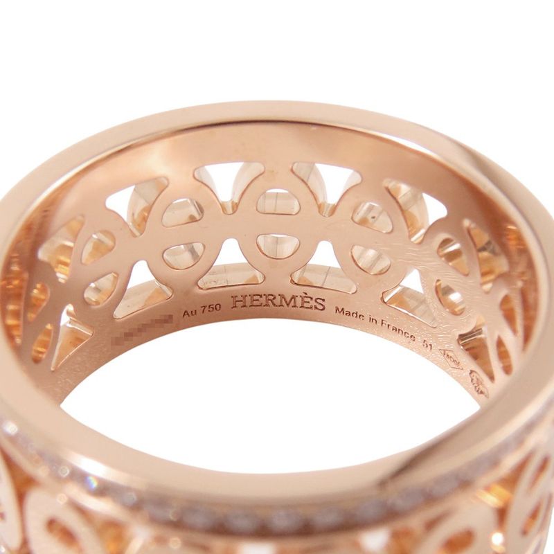 Hermes Ring Chaine D'ancre Divine PM Diamond Total 18K Pink Gold
