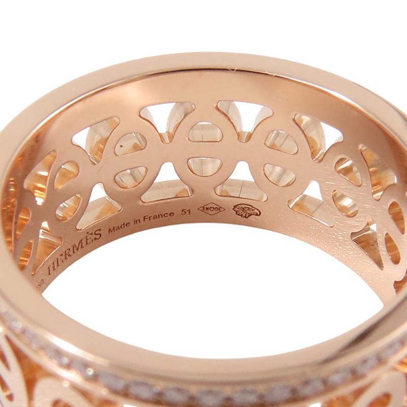 Hermes Ring Chaine D'ancre Divine PM Diamond Total 18K Pink Gold