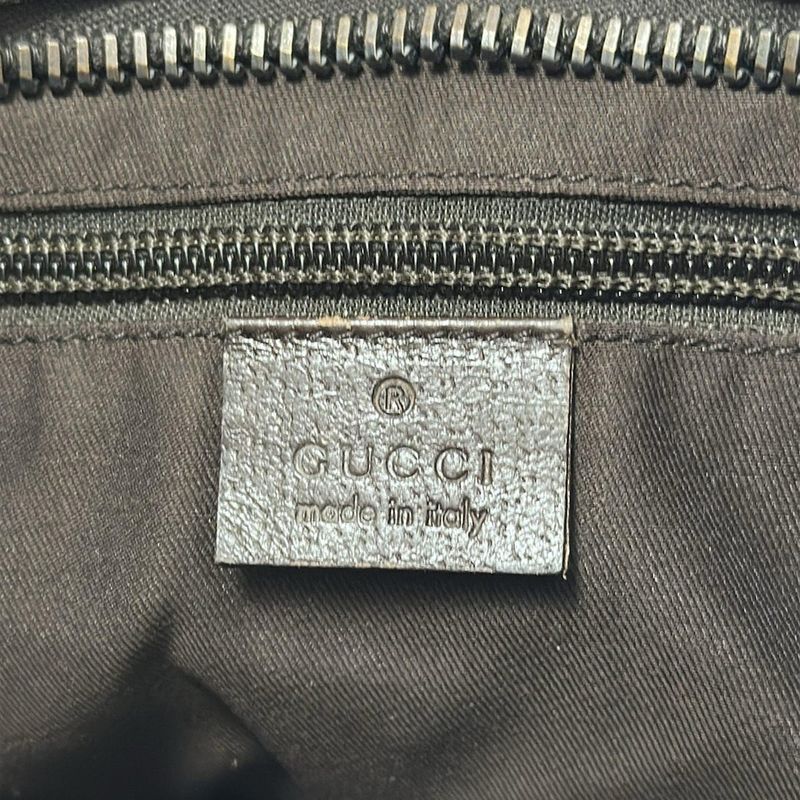 Gucci Shoulder Bag GG Pattern 122793 Beige And Dark Brown Leather