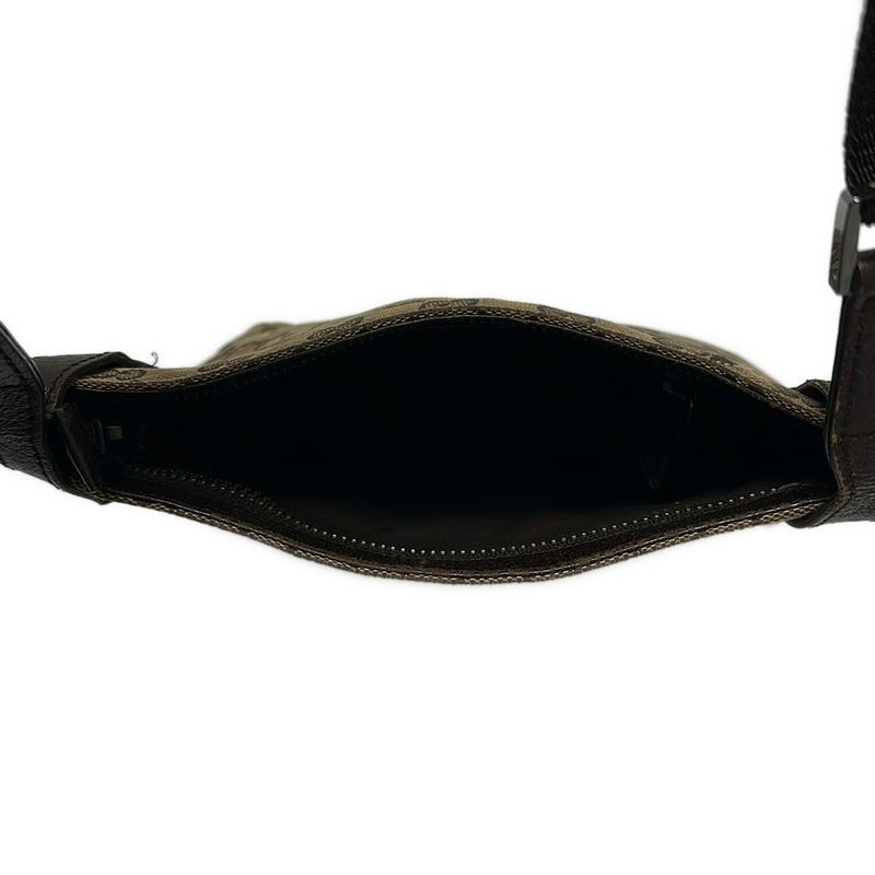 Gucci Shoulder Bag GG Pattern 122793 Beige And Dark Brown Leather