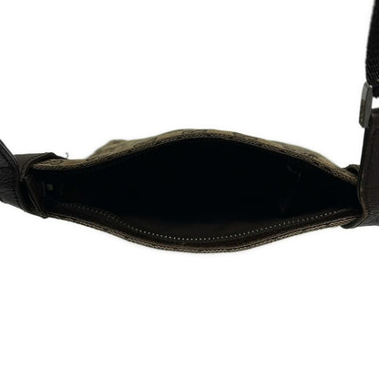 Gucci Shoulder Bag GG Pattern 122793 Beige And Dark Brown Leather