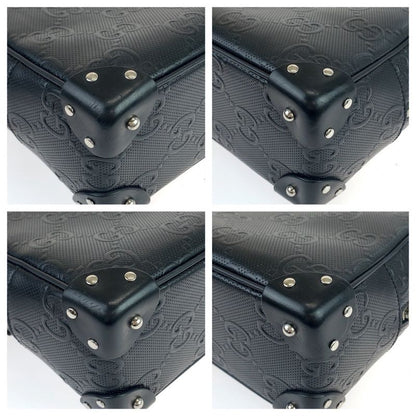 Gucci GG Embossed Black Silver Hardware Leather 626363 Crossbody Shoulder Bag