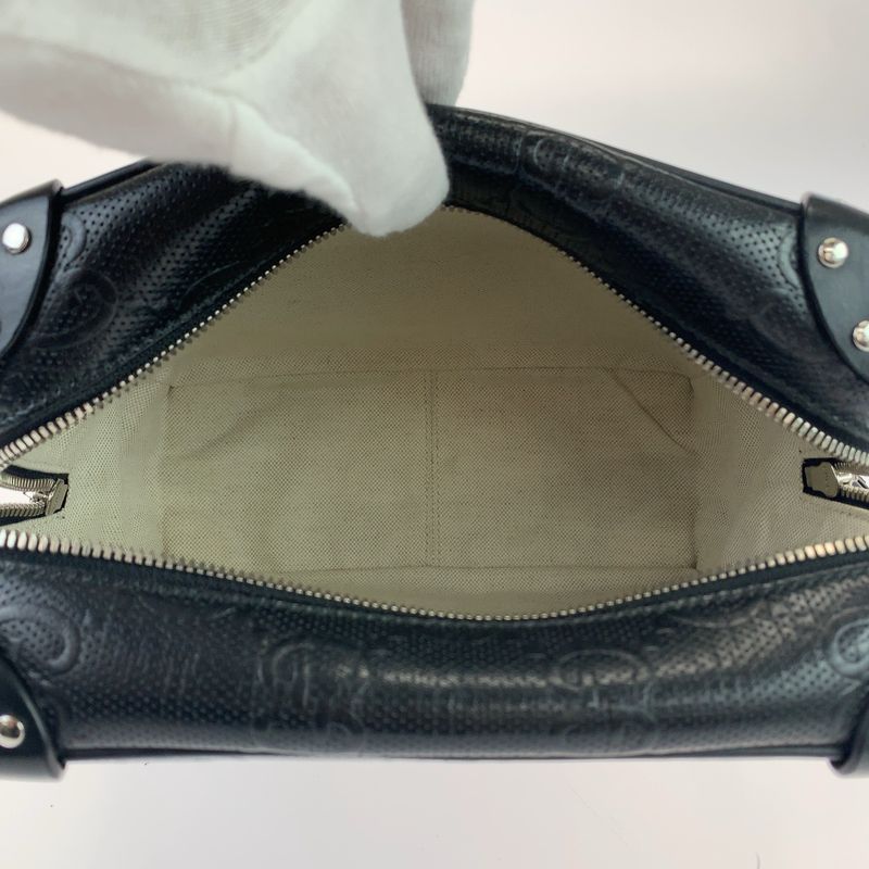 Gucci GG Embossed Black Silver Hardware Leather 626363 Crossbody Shoulder Bag