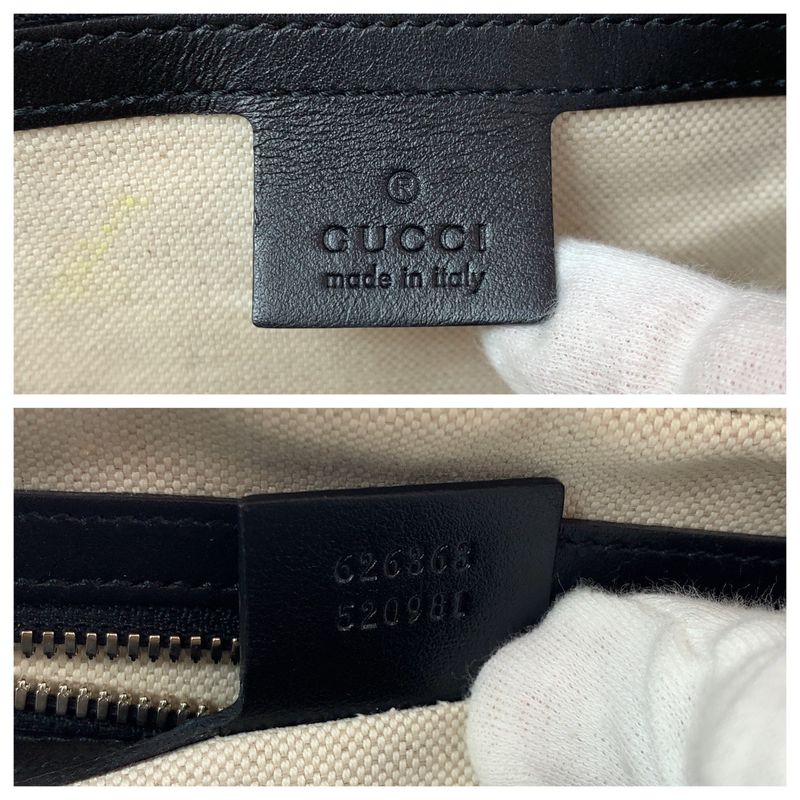 Gucci GG Embossed Black Silver Hardware Leather 626363 Crossbody Shoulder Bag