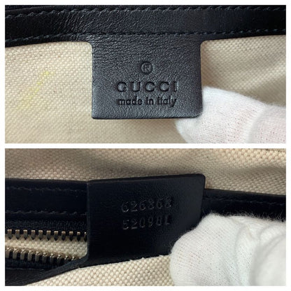 Gucci GG Embossed Black Silver Hardware Leather 626363 Crossbody Shoulder Bag