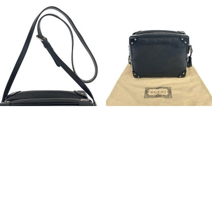 Gucci GG Embossed Black Silver Hardware Leather 626363 Crossbody Shoulder Bag
