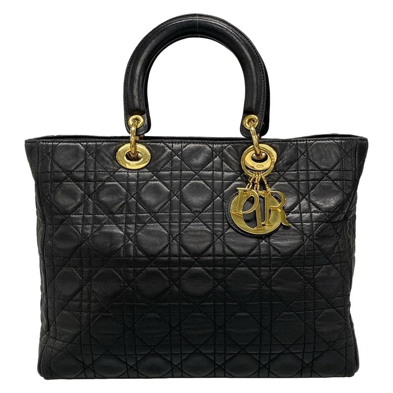 Dior/christian Dior Handbag Lady Dior Large Bag Black Lambskin