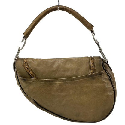 Dior/christian Dior Handbag Saddle Bag Dark Brown And Light Brown Leather