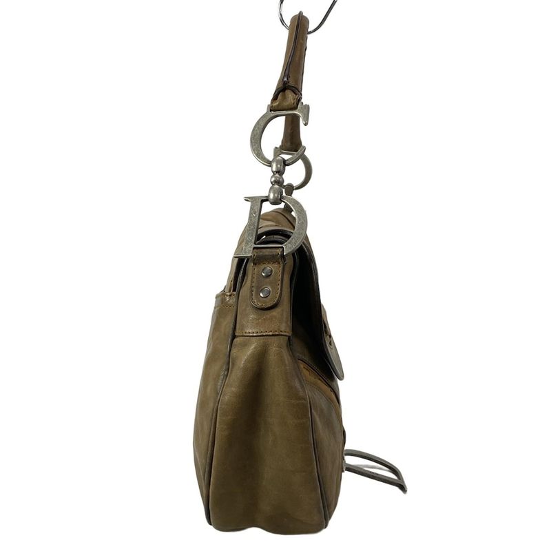 Dior/christian Dior Handbag Saddle Bag Dark Brown And Light Brown Leather