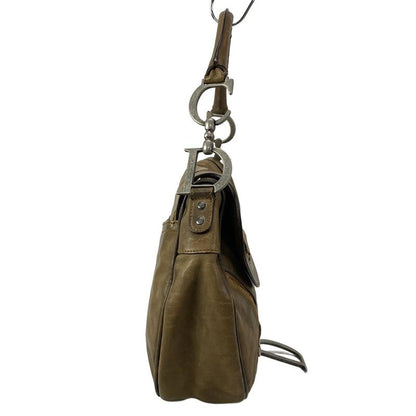 Dior/christian Dior Handbag Saddle Bag Dark Brown And Light Brown Leather