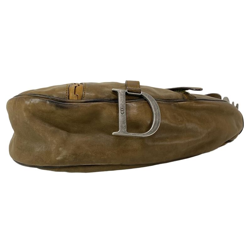 Dior/christian Dior Handbag Saddle Bag Dark Brown And Light Brown Leather