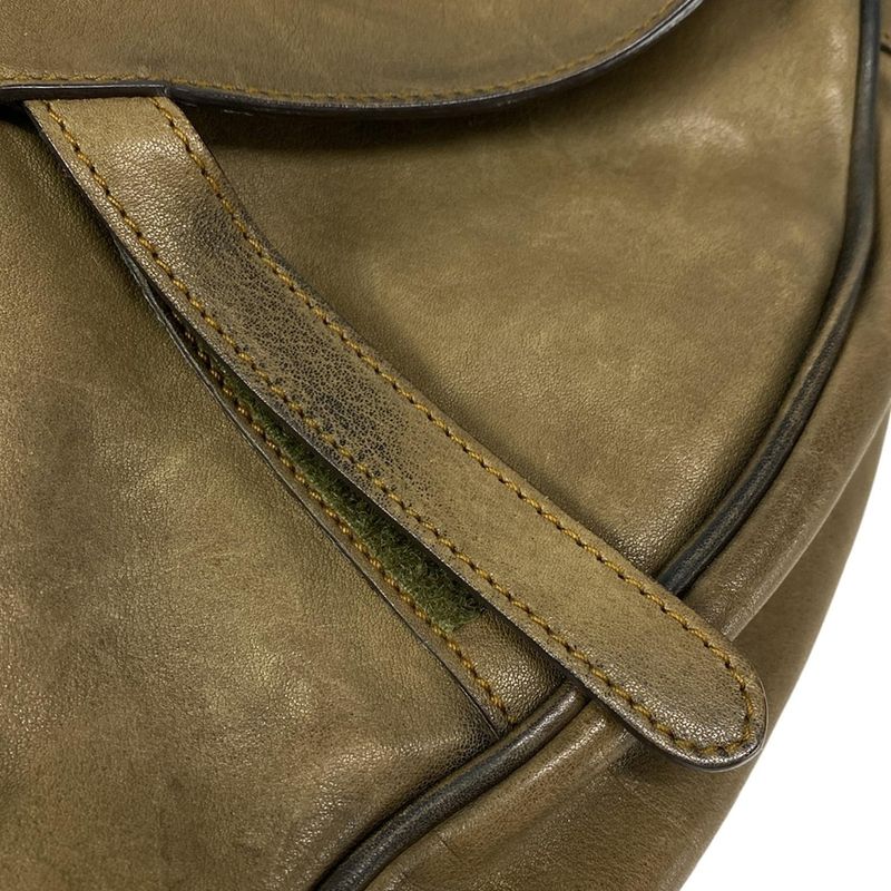 Dior/christian Dior Handbag Saddle Bag Dark Brown And Light Brown Leather