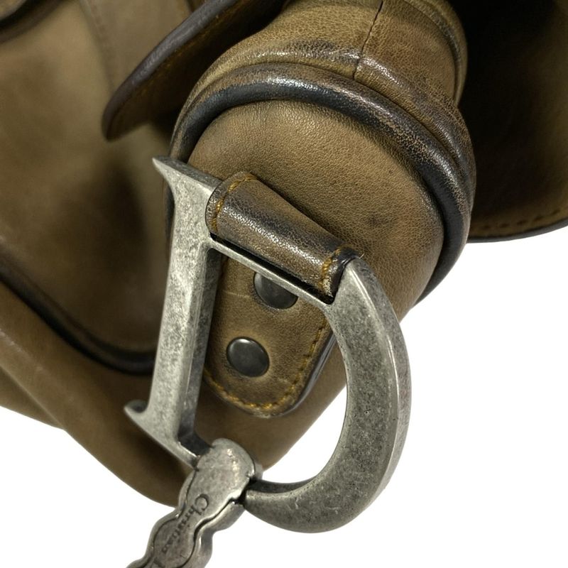 Dior/christian Dior Handbag Saddle Bag Dark Brown And Light Brown Leather