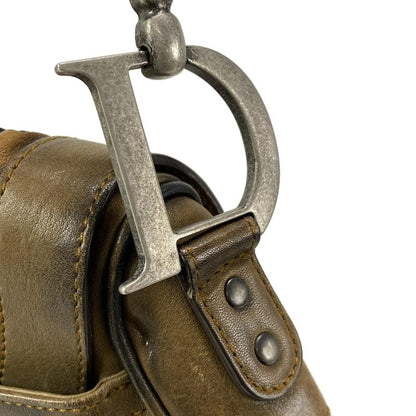 Dior/christian Dior Handbag Saddle Bag Dark Brown And Light Brown Leather