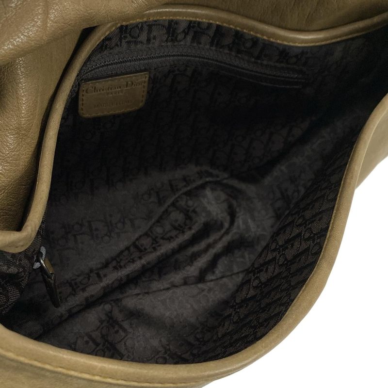 Dior/christian Dior Handbag Saddle Bag Dark Brown And Light Brown Leather