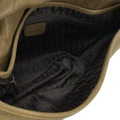 Dior/christian Dior Handbag Saddle Bag Dark Brown And Light Brown Leather