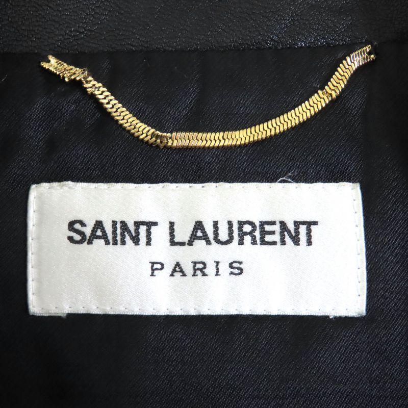 Saint Laurent Paris 506798 Lamb Leather Double Riders Jacket Black Silver