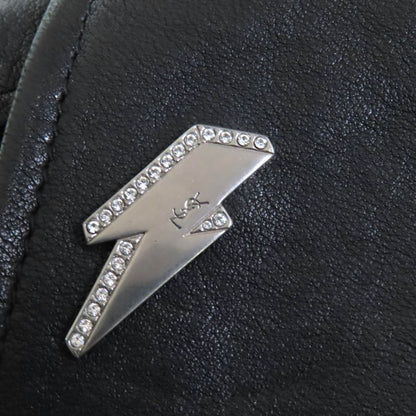 Saint Laurent Paris 506798 Lamb Leather Double Riders Jacket Black Silver