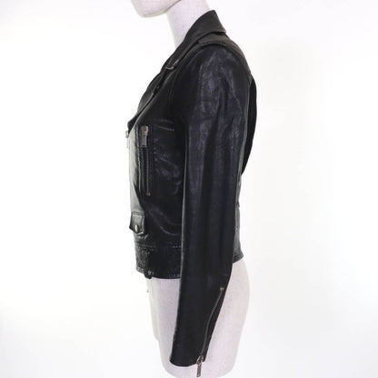 Saint Laurent Paris 506798 Lamb Leather Double Riders Jacket Black Silver