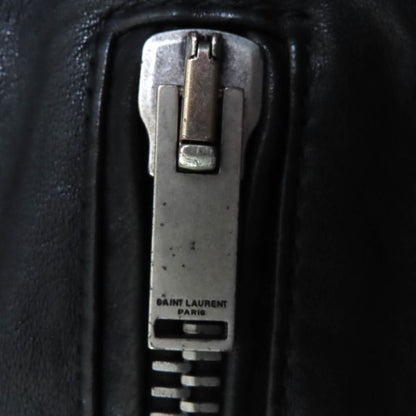Saint Laurent Paris 506798 Lamb Leather Double Riders Jacket Black Silver