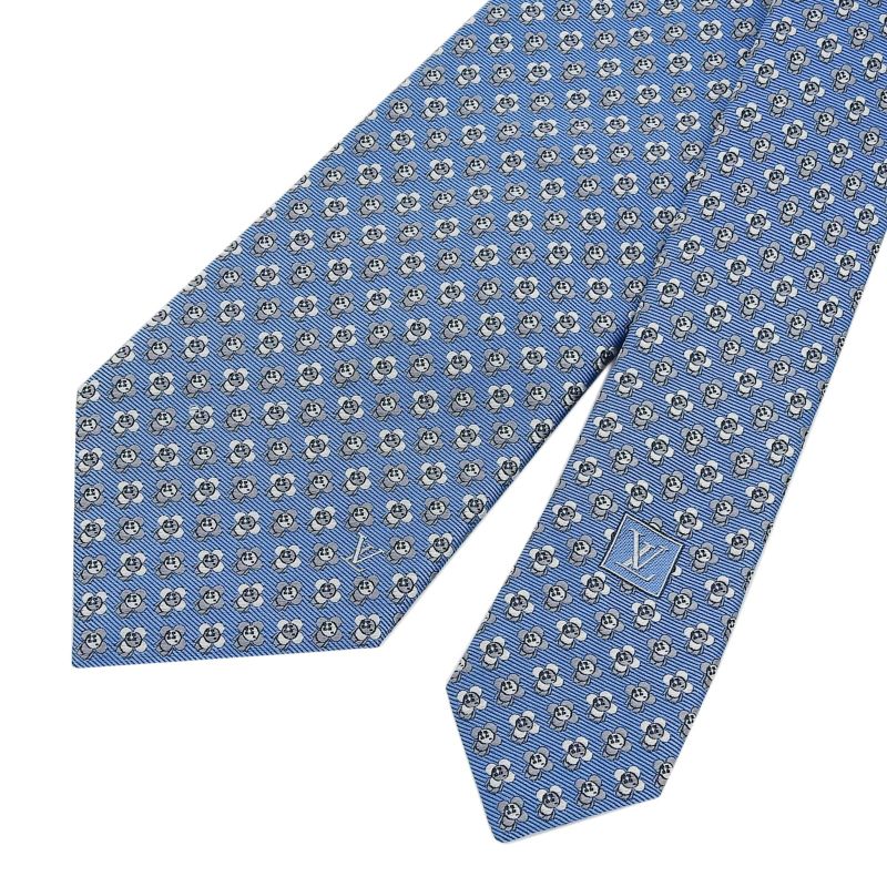 Louis Vuitton 21 M77106 Vivienne LV Logo 100% Silk Tie Blue Men's