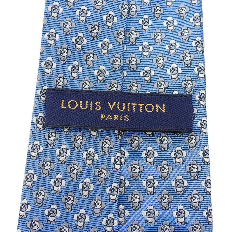 Louis Vuitton 21 M77106 Vivienne LV Logo 100% Silk Tie Blue Men's