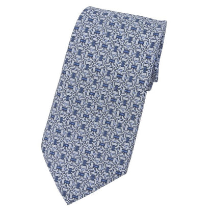 Hermes 5560 MA Clavat 100% Silk Chaine D'ancre All Over Tie Blue With Box Made
