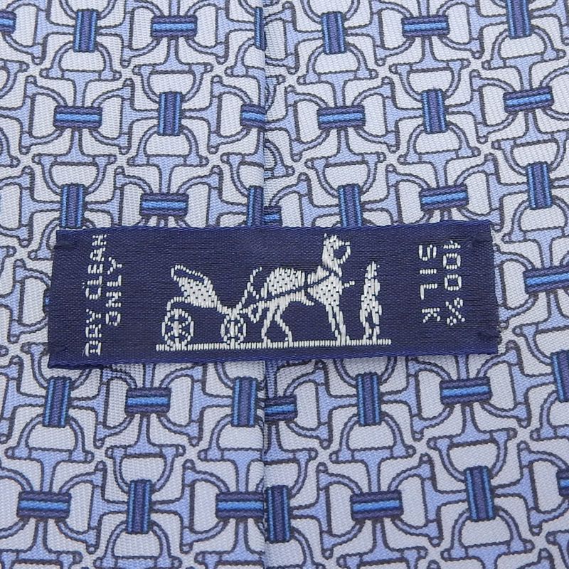 Hermes 5560 MA Clavat 100% Silk Chaine D'ancre All Over Tie Blue With Box Made