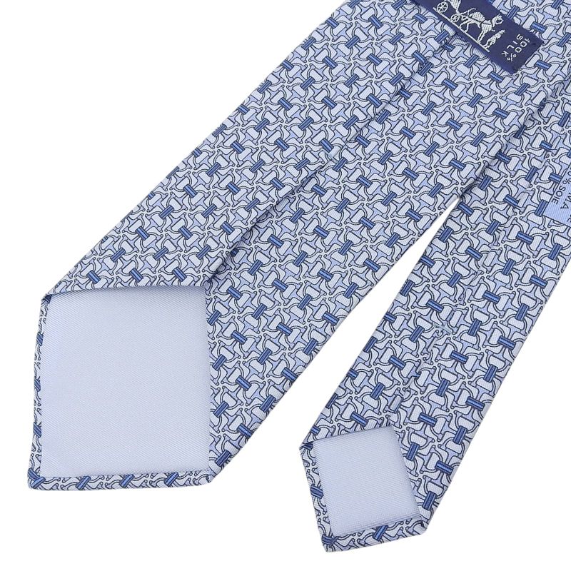 Hermes 5560 MA Clavat 100% Silk Chaine D'ancre All Over Tie Blue With Box Made