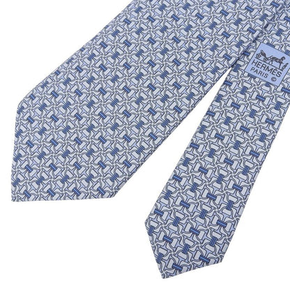 Hermes 5560 MA Clavat 100% Silk Chaine D'ancre All Over Tie Blue With Box Made