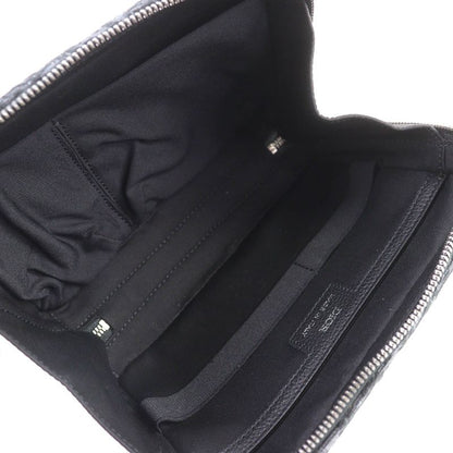 DIOR Christian DIOR Canvas Logo Hardware Leather Use Oblique Canvas Round Zip Pouch Black