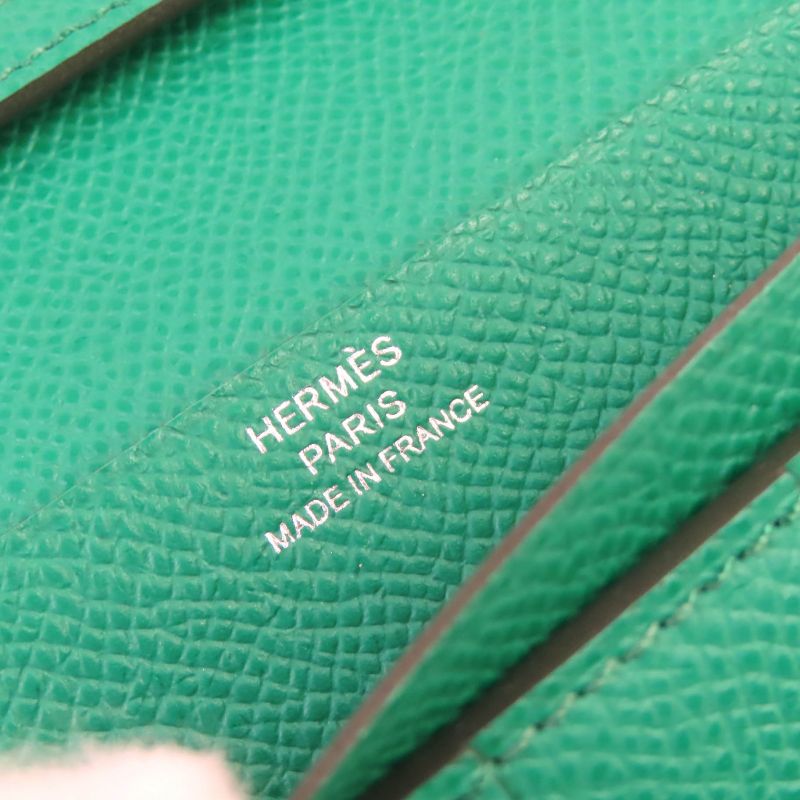 Hermes Bearn Souffle Vaux Epson Vert Jade Silver Hardware H Logo Long Wallet