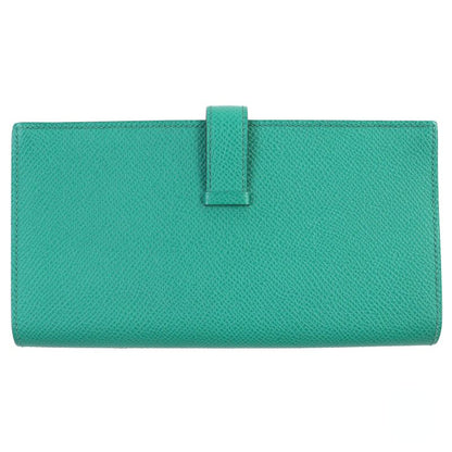 Hermes Bearn Souffle Vaux Epson Vert Jade Silver Hardware H Logo Long Wallet