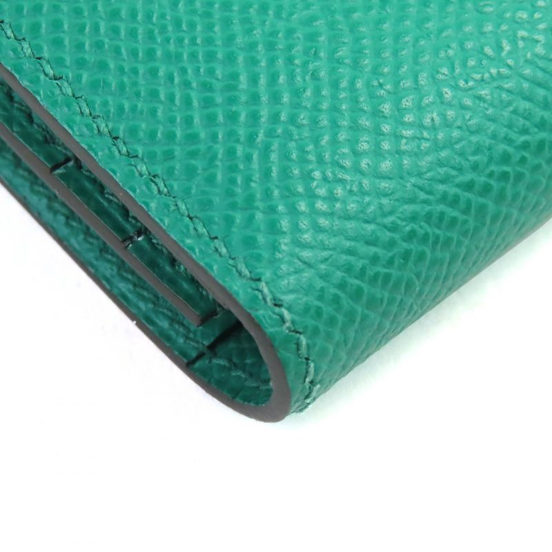 Hermes Bearn Souffle Vaux Epson Vert Jade Silver Hardware H Logo Long Wallet