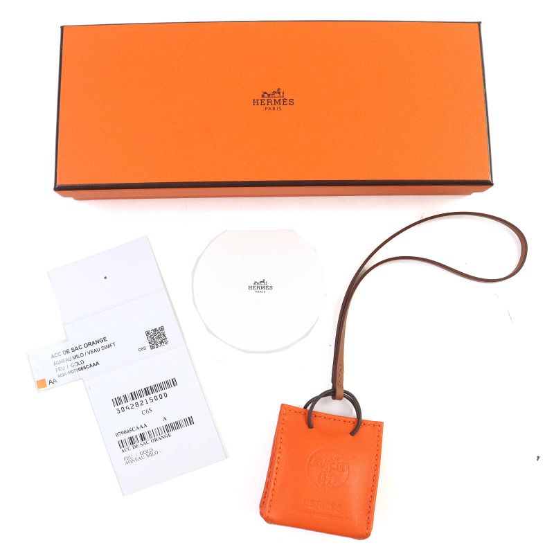 Hermes 079065ca SAC Orange Sac Orange Fou/gold Bag Charm Y Engraved Box Made In