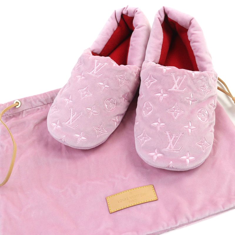 Louis Vuitton Dreamy Line Loafers Velvet Cashmere Monogram Logo Embroidery Room
