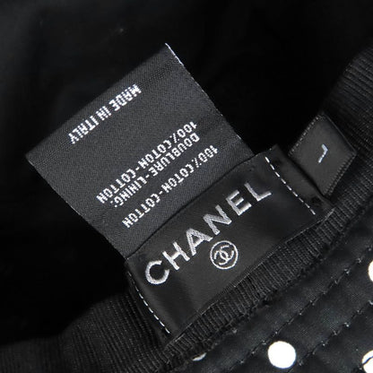 CHANEL 100% Cotton Coco Embroidered Logo Bucket Hat Black White L Made In Italy