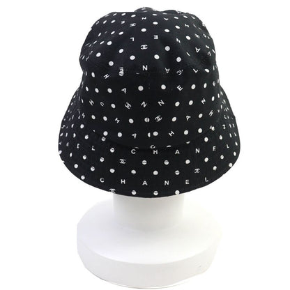 CHANEL 100% Cotton Coco Embroidered Logo Bucket Hat Black White L Made In Italy