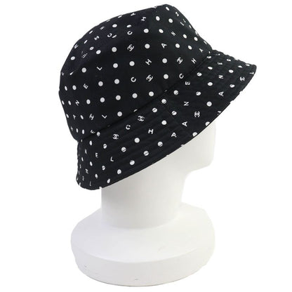 CHANEL 100% Cotton Coco Embroidered Logo Bucket Hat Black White L Made In Italy