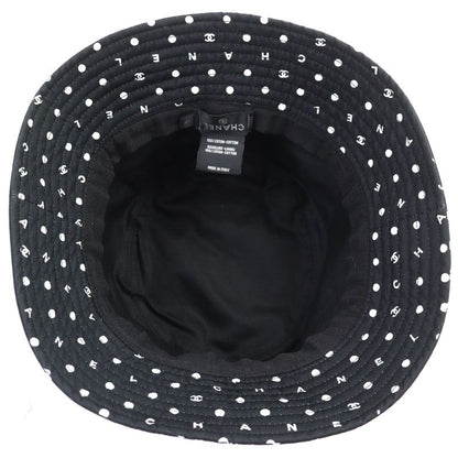 CHANEL 100% Cotton Coco Embroidered Logo Bucket Hat Black White L Made In Italy