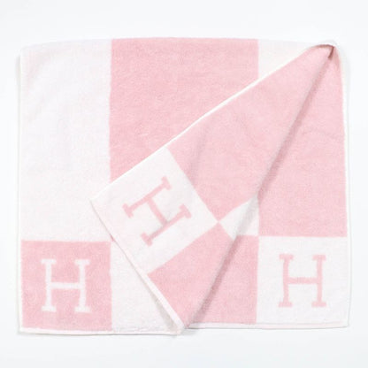Hermes Avalon Bath Towel 100% Cotton H Logo Large Size Towel Pink With Box Made